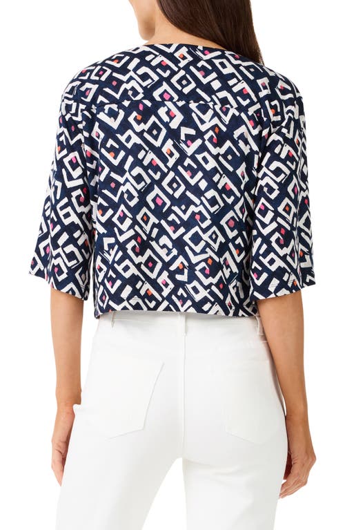 Shop Nic + Zoe Nic+zoe Angles Convertible Linen Blend Cardigan In Indigo Multi