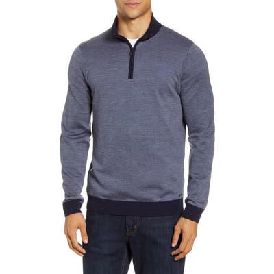 Brax Steffen Quarter Zip Wool Pullover, Blue