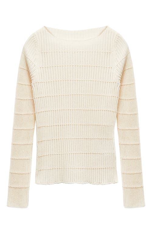 MANGO Peton Mixed Stitch Sweater Light Beige at Nordstrom,