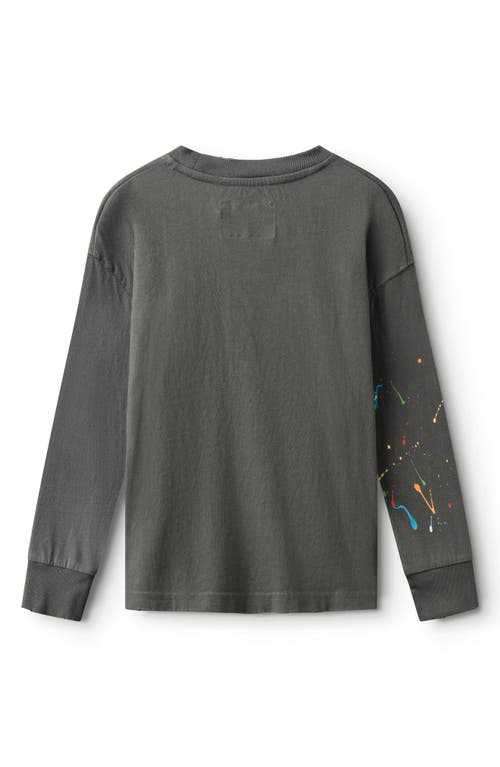 Shop Nununu Kids' Splash Of Color Distressed Cotton Logo Graphic T-shirt In Graphite