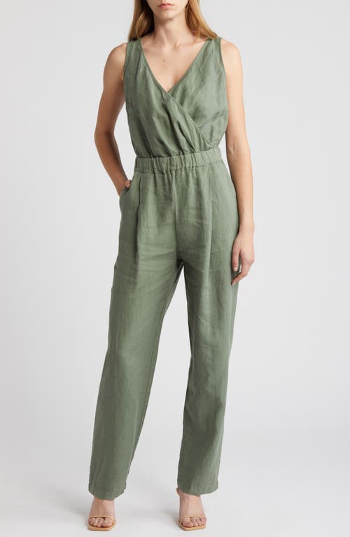 Shop Nation Ltd Kiara Sleeveless Linen Jumpsuit In Sea Spray