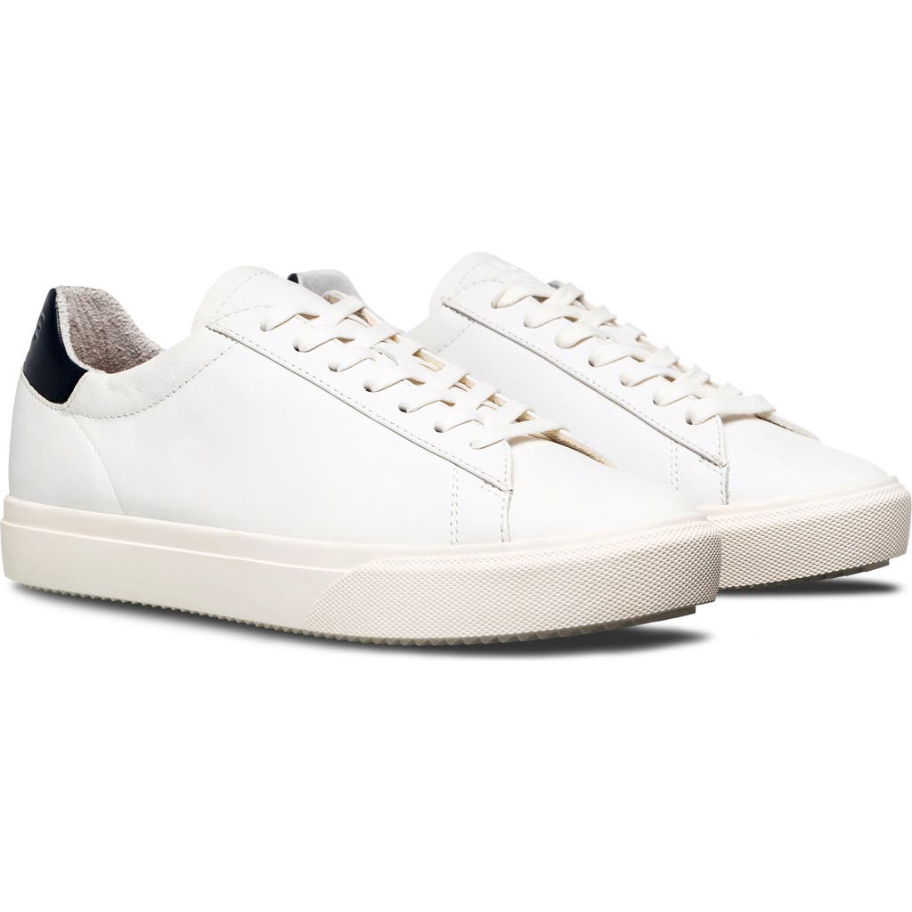 Clae Bradley Venice Leather Sneaker In White Leather Navy