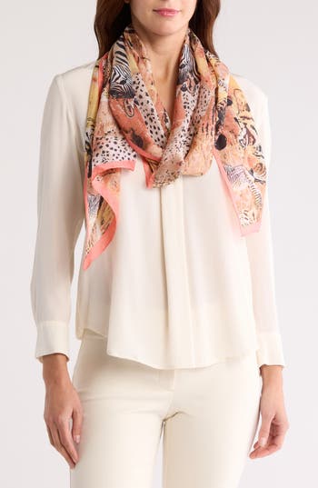 Shop Vince Camuto Queen Of The Jungle Scarf In Coral