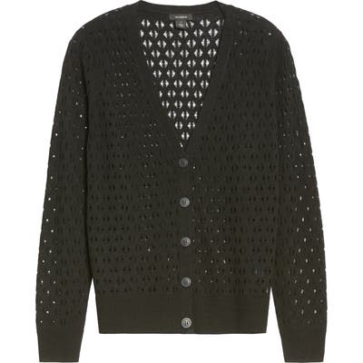 Halogen V-Neck Pointelle Cardigan, Black