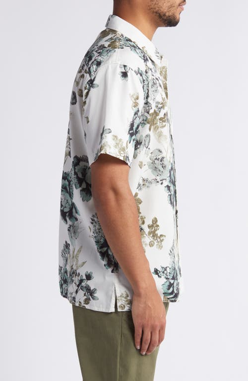 Shop Treasure & Bond Trim Fit Chintz Floral Print Short Sleeve Button-up Shirt In Ivory- Blue Chintz Floral