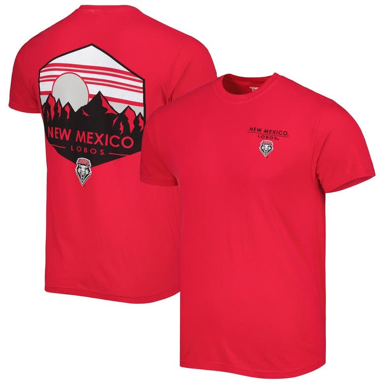 Image One Red New Mexico Lobos Landscape Shield T-shirt