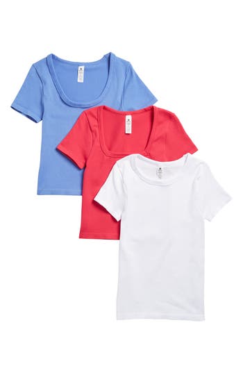 90 Degree By Reflex Seamless Scoop Neck 3-pack T-shirt Set In Multi