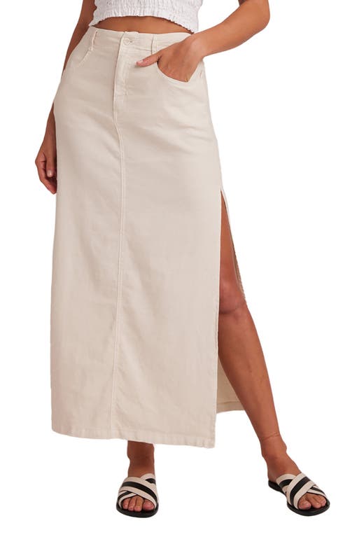 Indigo Side Slit Linen Blend Maxi Skirt in Samba Sand