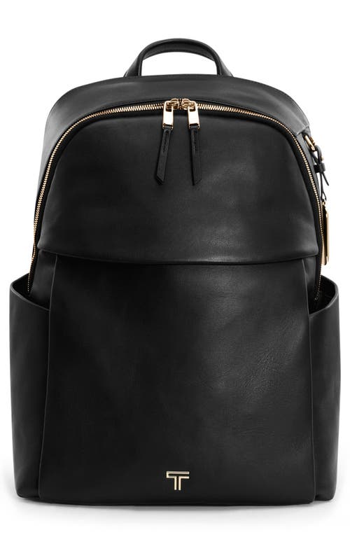 Shop Tumi Raina Leather Backpack In Black/light Gold