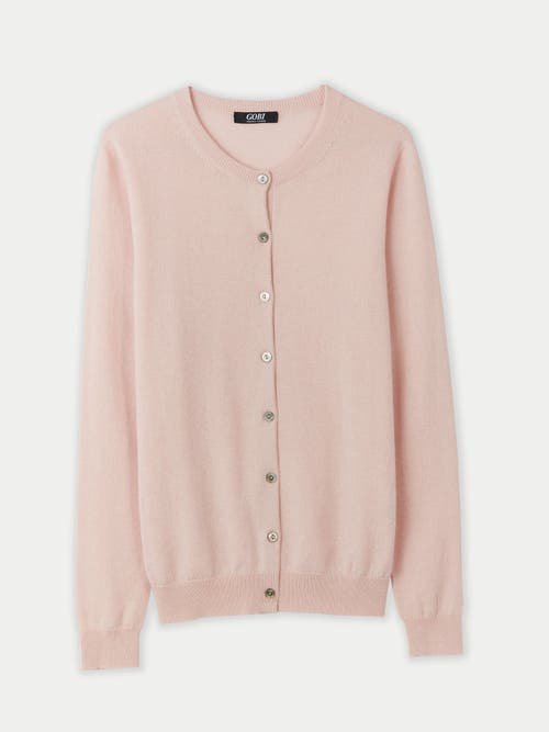 Shop Gobi Cashmere Crew Neck Cardigan In Rosewater