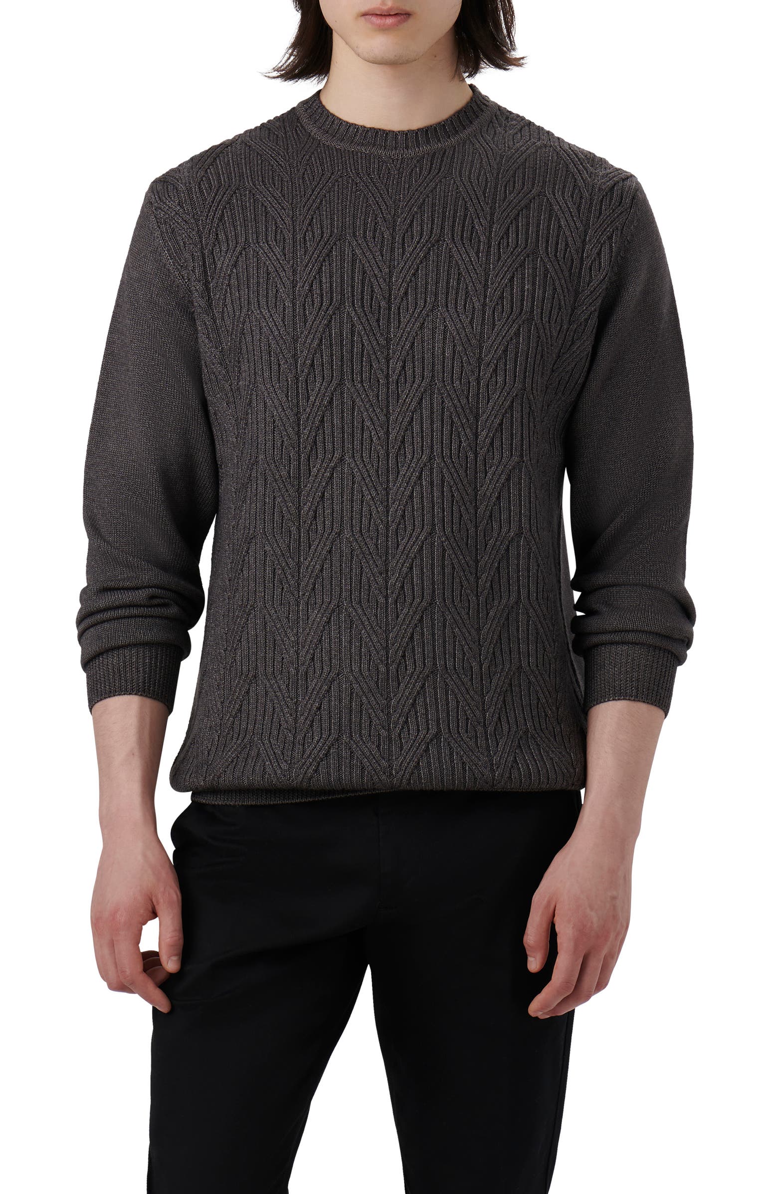 Bugatchi Cable Stitch Merino Wool Sweater | Nordstrom