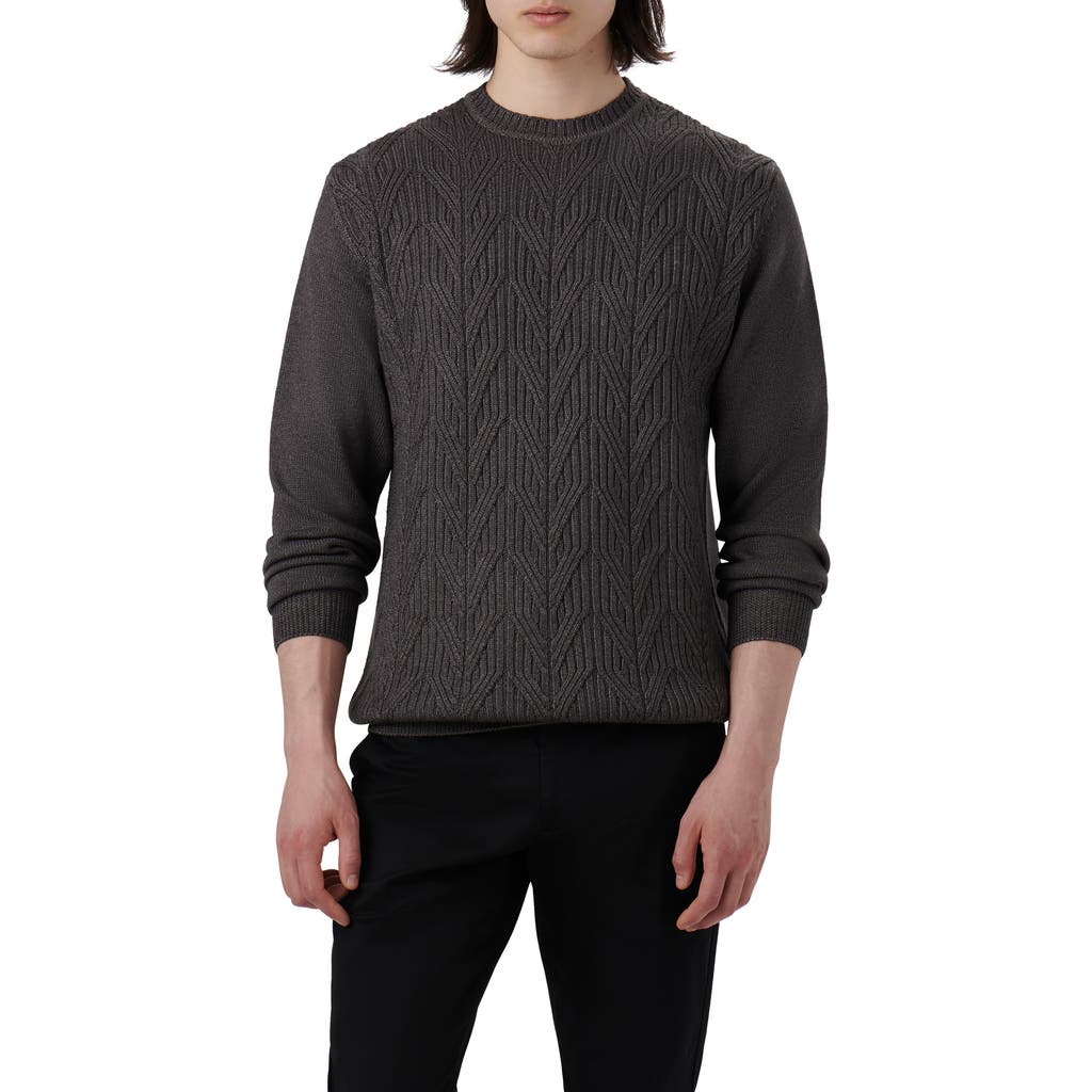 Bugatchi Cable Stitch Merino Wool Sweater In Anthracite