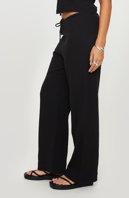 Shop Princess Polly Zanzibar Wide Leg Organic Cotton Pants In Black