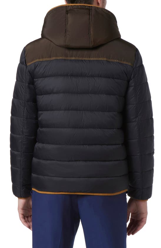 Andrew Marc Mens Colorblock Quilted Puffer Jacket In Black