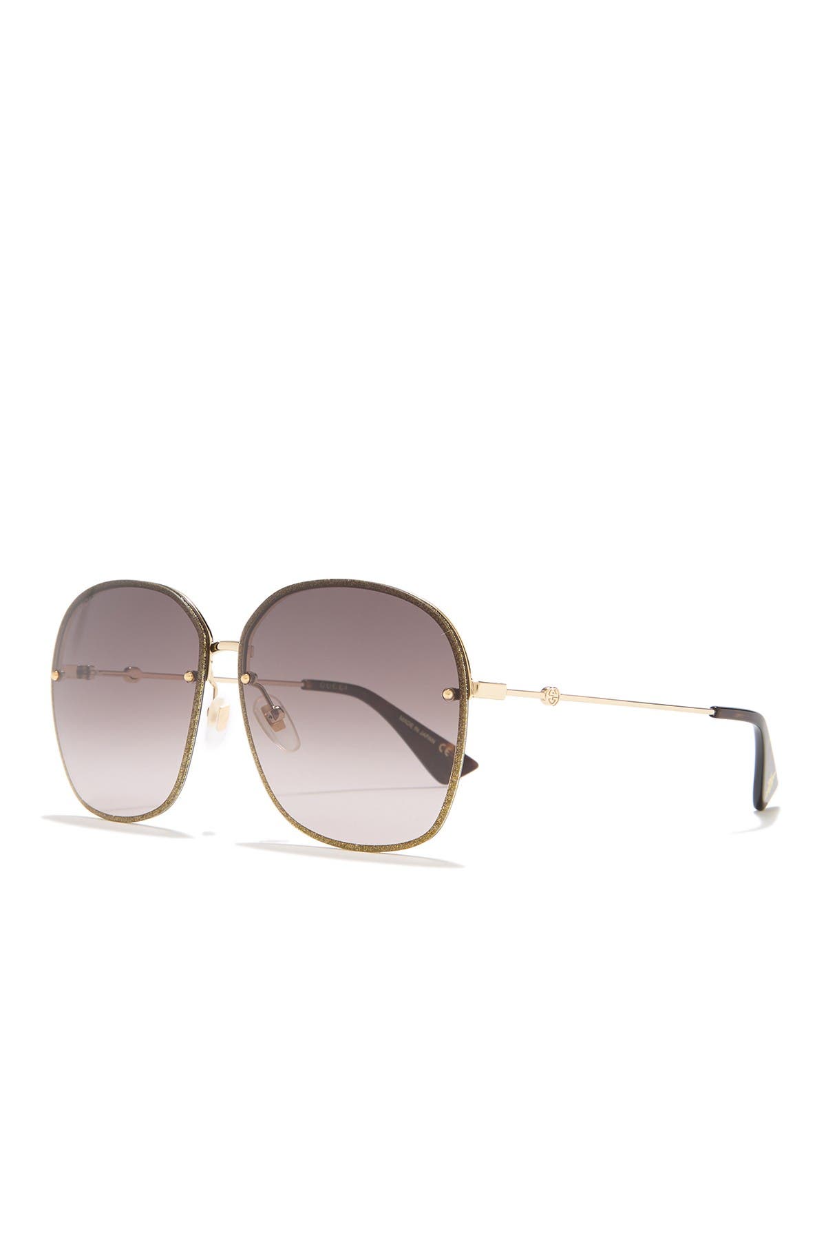 Gucci 63mm Modified Aviator Sunglasses In Gold1