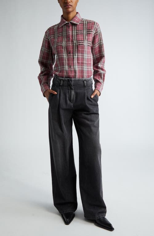 Golden Goose Journey Beaded Plaid Cotton Overshirt In Crushed Berry/sandshell/grey