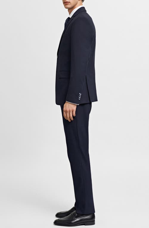 Shop Mango Superslim Fit Navy Flat Front Stretch Dress Pants