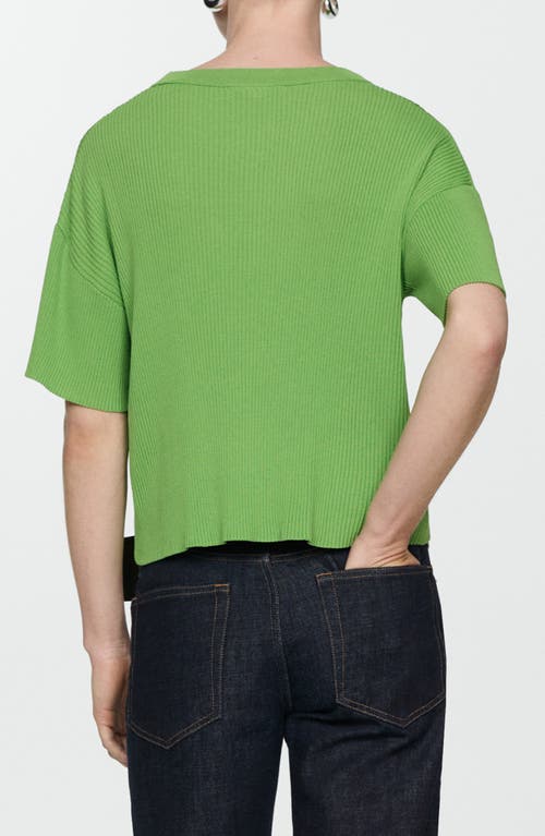 Mango Gabi Stripe Short Sleeve Rib Sweater In Green