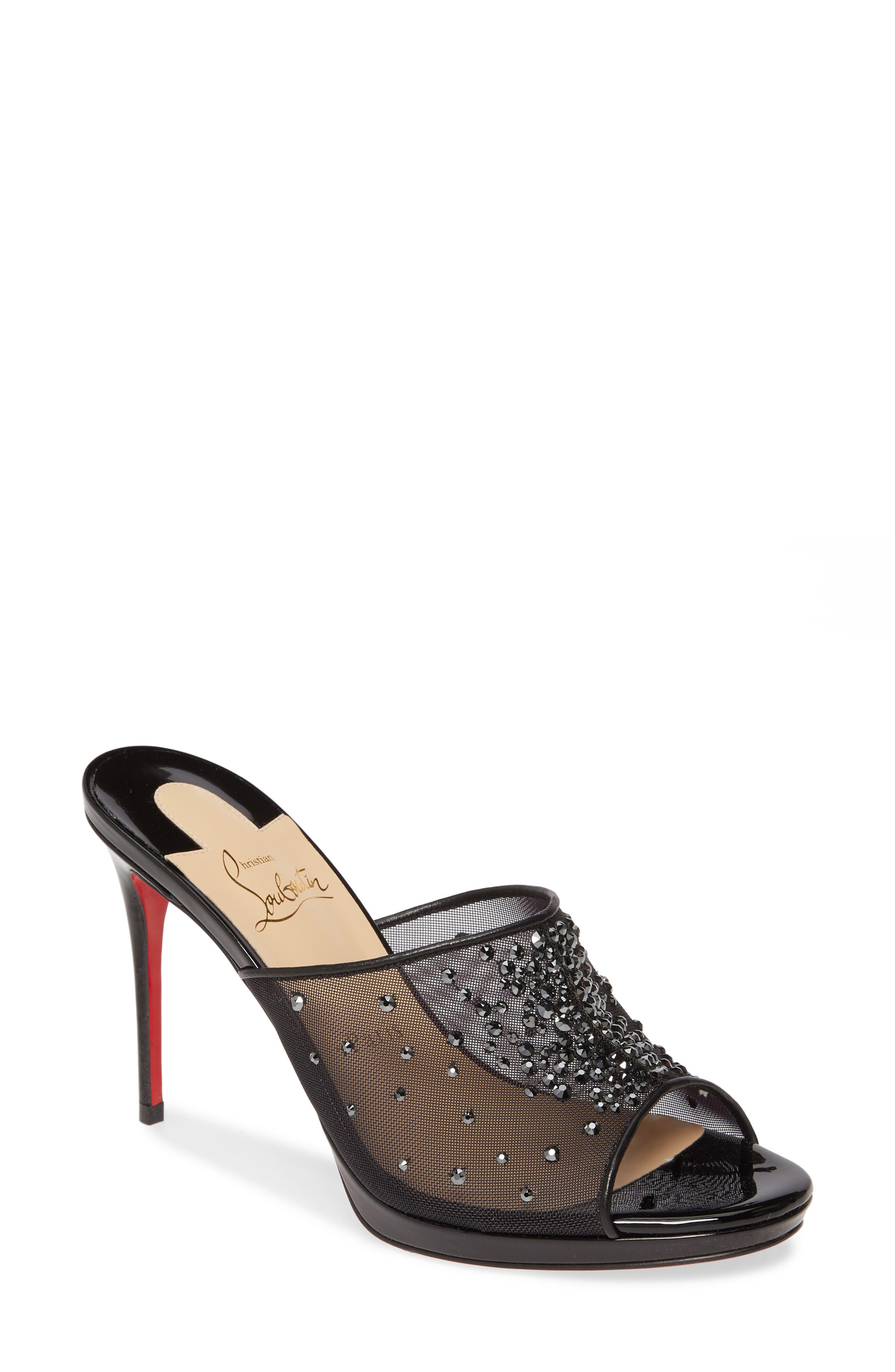 christian louboutin violas crystal mesh mules