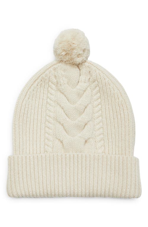 Lafayette 148 New York Pompom Cable Stitch Cashmere & Silk Beanie In Buff Melange