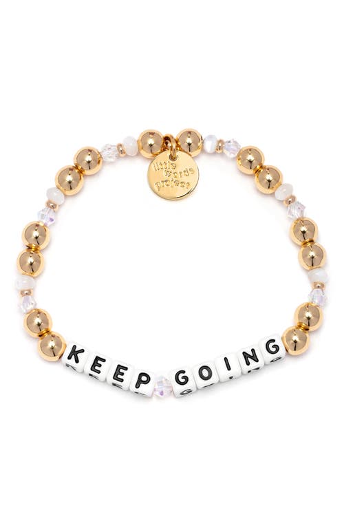 Little Words Project Keep Going Beaded Stretch Bracelet in Gold Multi 