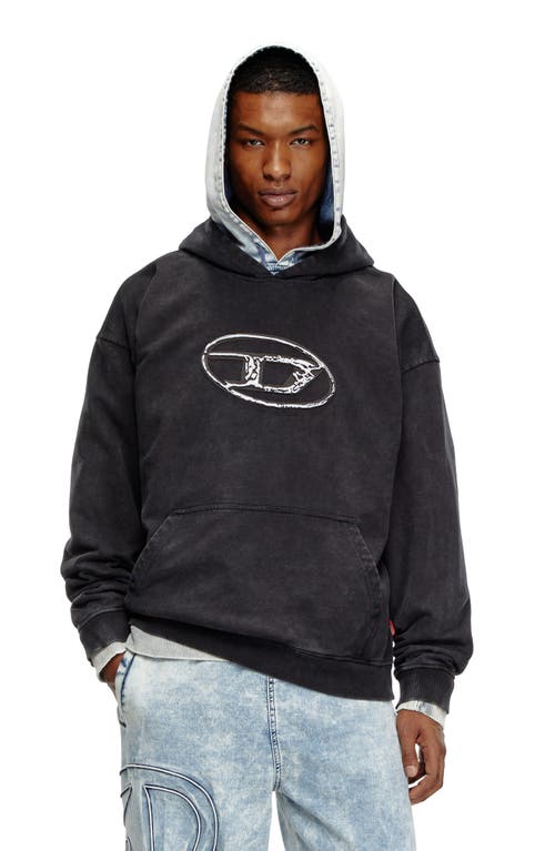 Diesel S-boxt Logo-print Cotton Hoodie In Black