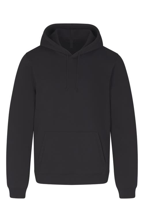 Skims Black Fleece Lounge Hoodie In Washed Onyx