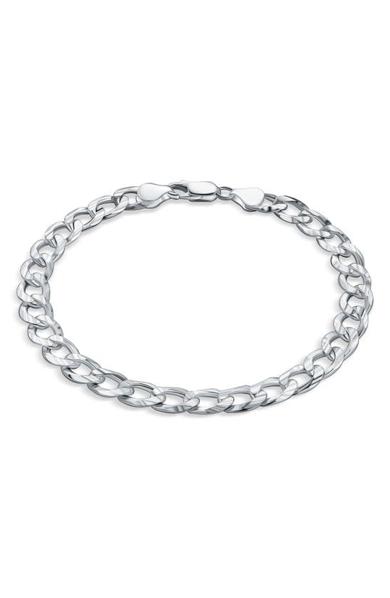 Best Silver Sterling Silver Flat Curb Link Bracelet In Metallic
