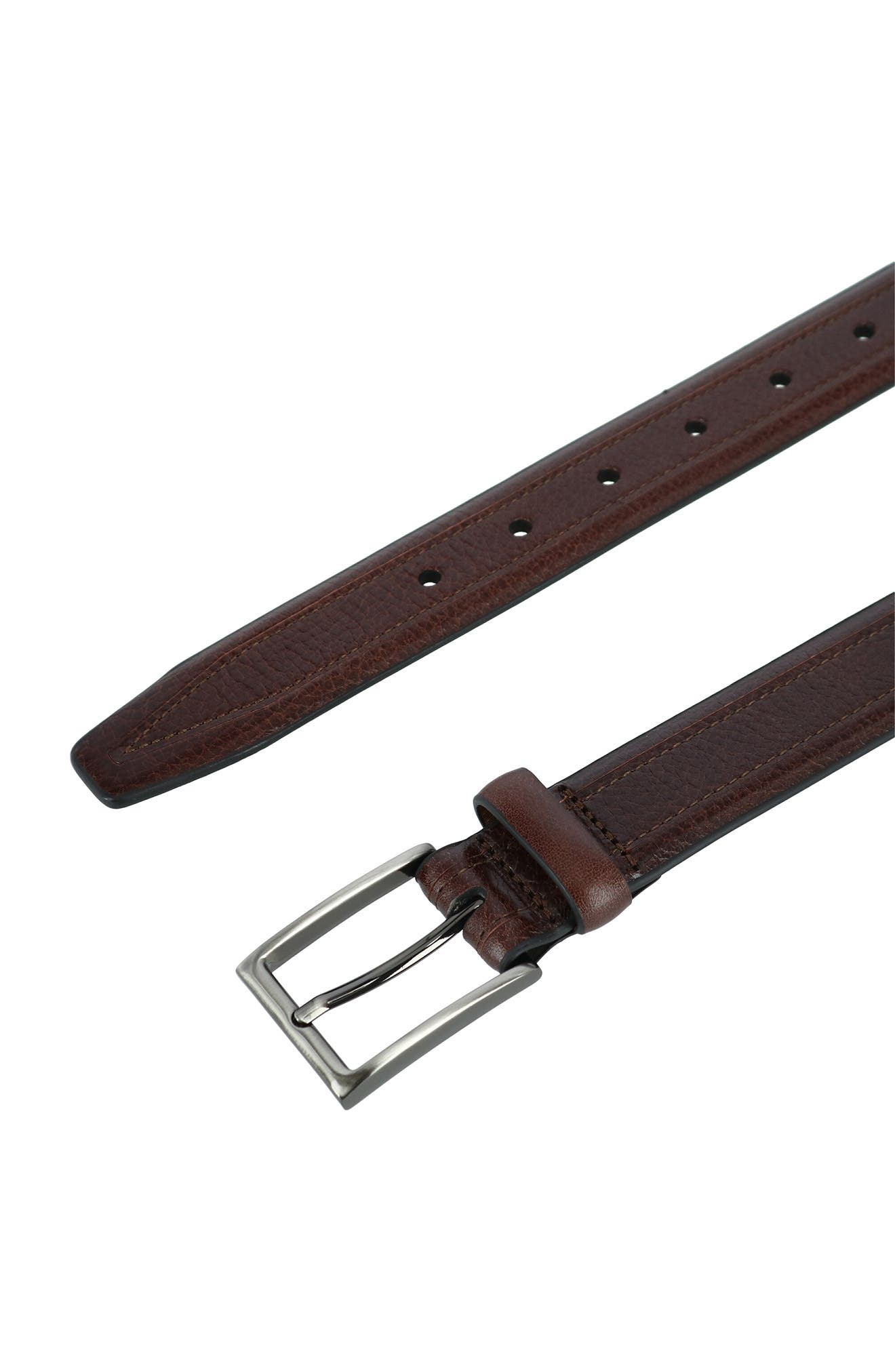 Phenix Stitched Detail Leather Belt In Brown