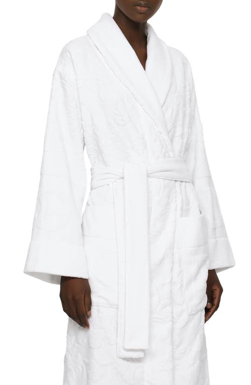 Dolce & Gabbana Terry Cotton Jacquard Bath Robe In White