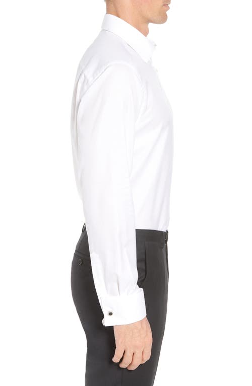 Shop David Donahue Regular Fit Boxed French Cuff Tuxedo Shirt In White/white