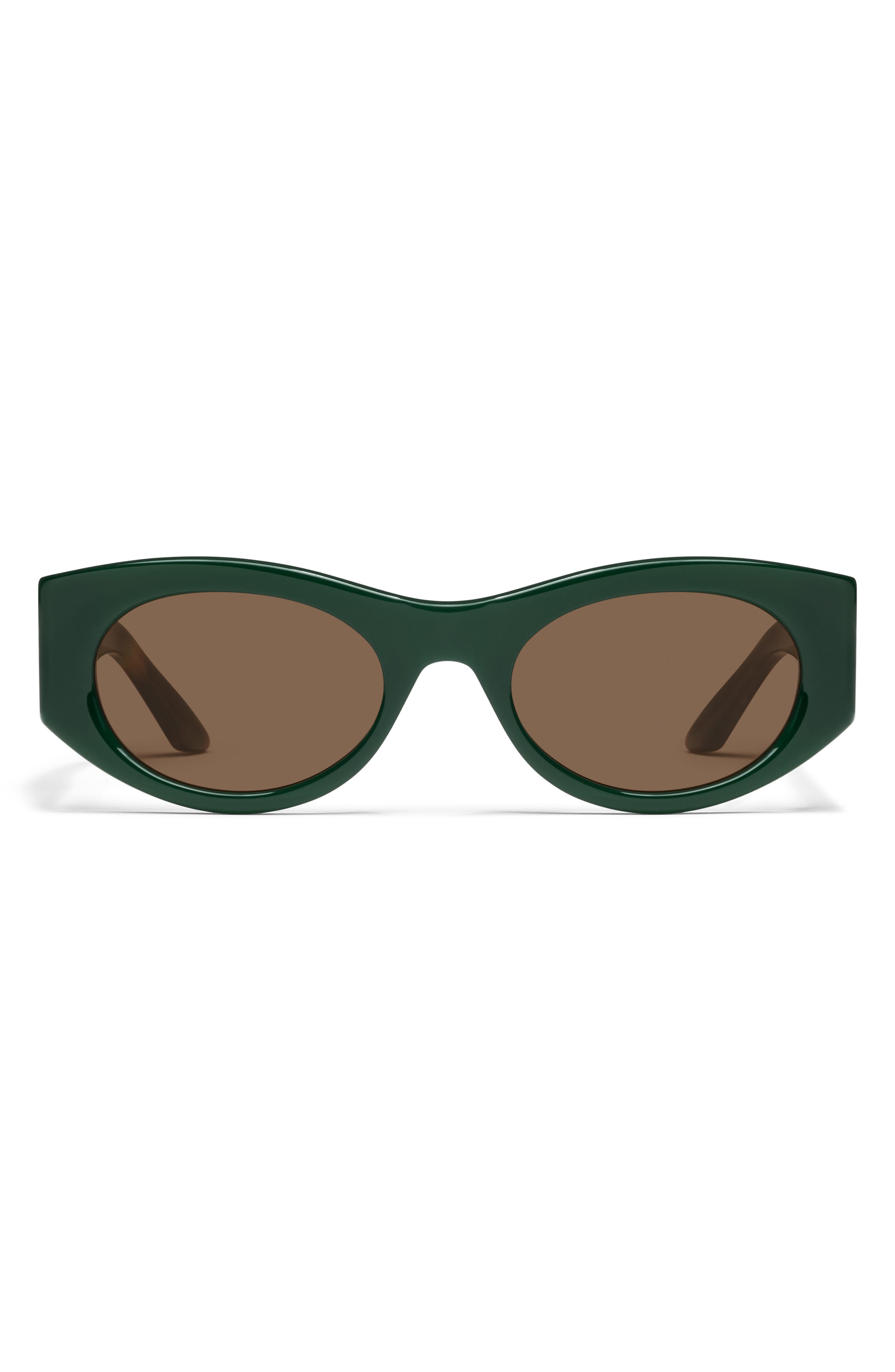 QUAY So What 60mm Round Sunglasses in Deep Green/Brown Cover