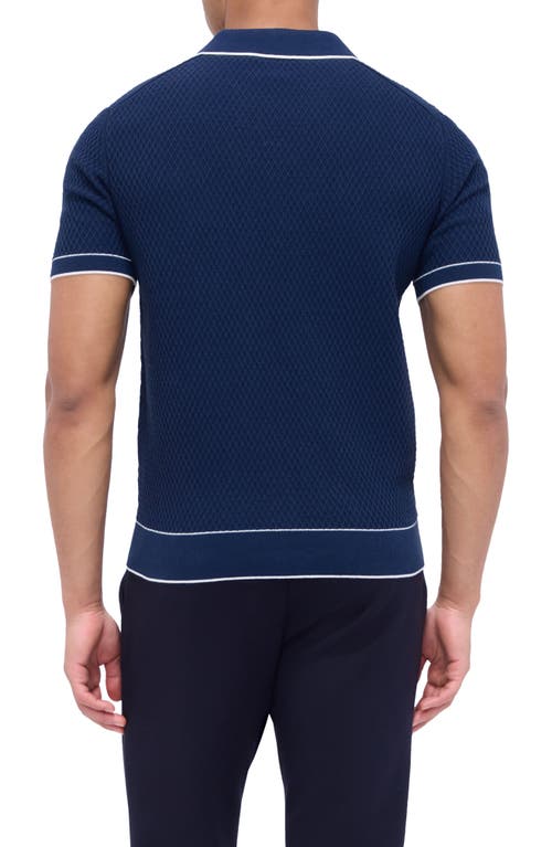 Shop Bugatchi Tipped Johnny Collar Polo In Navy