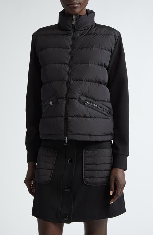 Moncler Mixed Media Down Puffer Jacket In Black