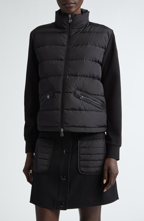 Moncler Mixed Media Down Puffer Jacket Black at Nordstrom,