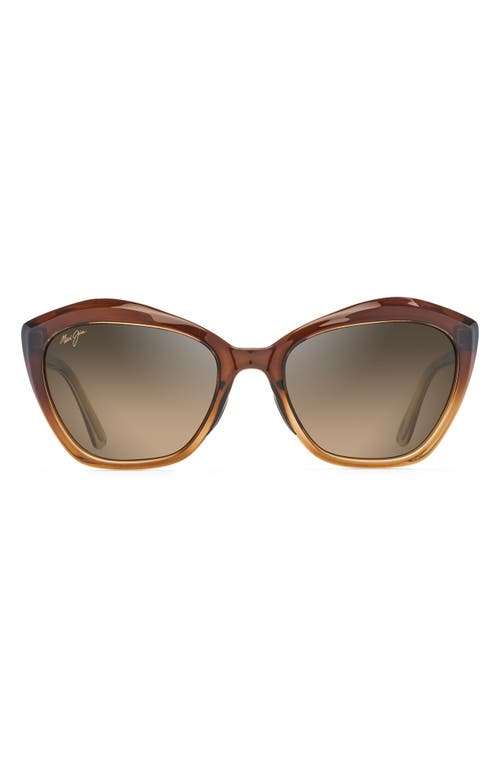 Maui Jim Lotus 56mm Polarizedplus2® Cat Eye Sunglasses In Chocolate Fade/hcl Bronze