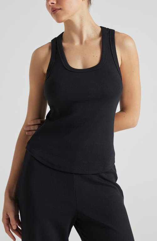 Shop Losano Serene Rib Tank In Black