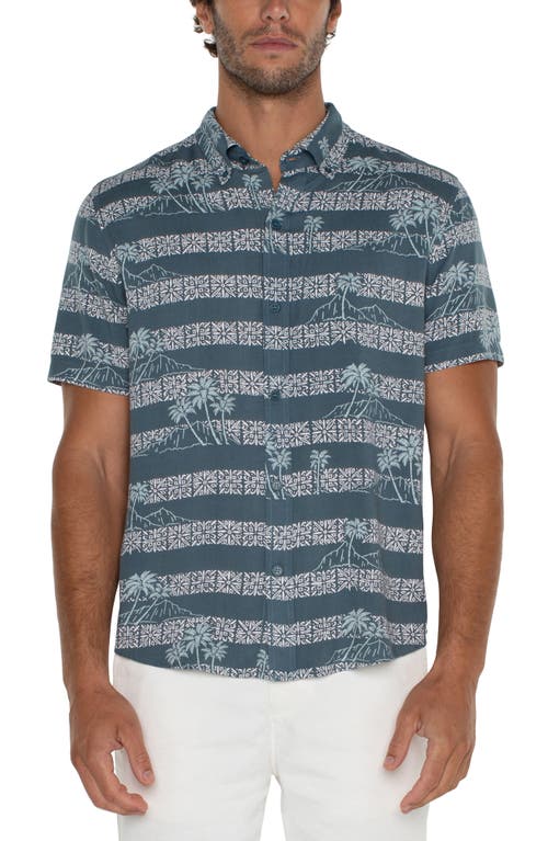 Liverpool Los Angeles Aloha Short Sleeve Button-Down Shirt Euclpts/Prclain at Nordstrom,
