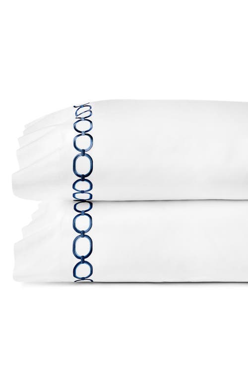 Sferra Catina Set Of 2 Pillowcases In White/navy