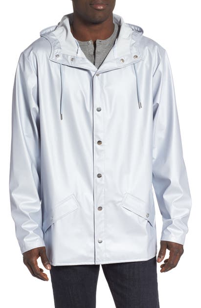 Rains Lightweight Hooded Rain Jacket In Metallic Ice Grey