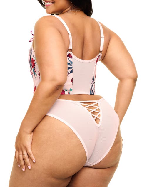 Adore Me Alex Corset & Panty Set In Floral Pink