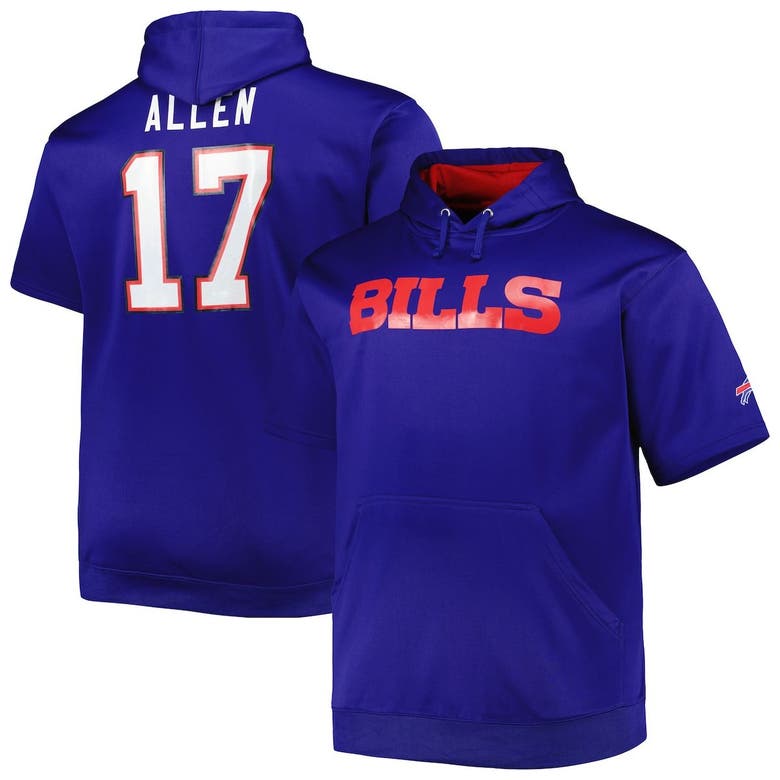 Profile Josh Allen Royal Buffalo Bills Big & Tall Short Sleeve Pullover Hoodie