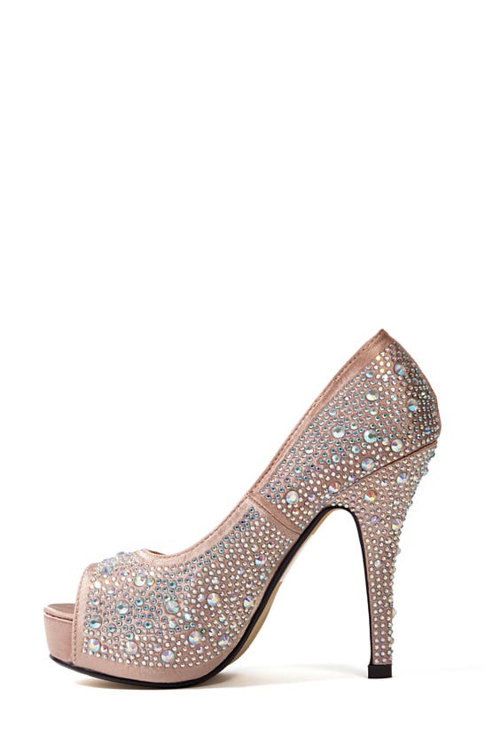 Lady Couture Lauren Rhinestone Embellished Platform Sandal In Champagne