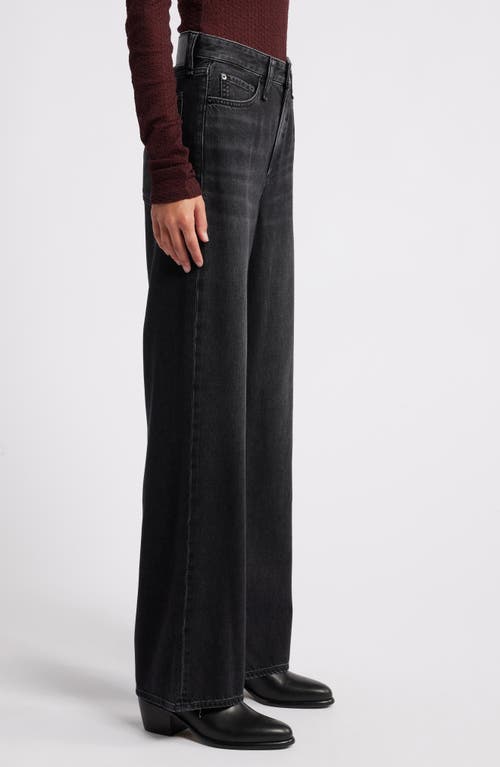 Shop Rag & Bone Featherweight Logan Mid Rise Wide Leg Jeans In Jet Black