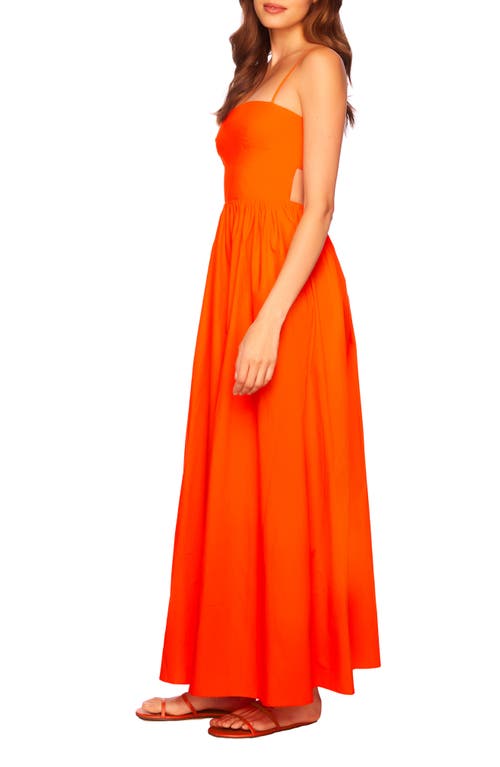 Shop Susana Monaco Cutout Cotton Poplin Maxi Sundress In Mandarin