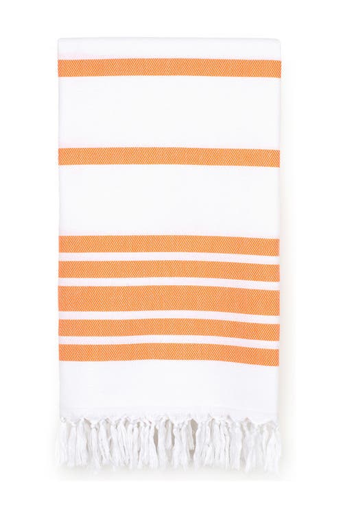 Shop Linum Home Textiles 100% Turkish Cotton Herringbone Pestemal Beach Towel In Orange/white