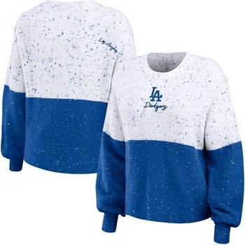 WEAR by Erin Andrews Women's WEAR by Erin Andrews White/Royal Los Angeles  Dodgers Color Block Script Pullover Sweater