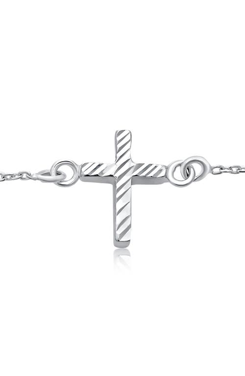 Bling Jewelry Sideway Cross Anklet In Silver