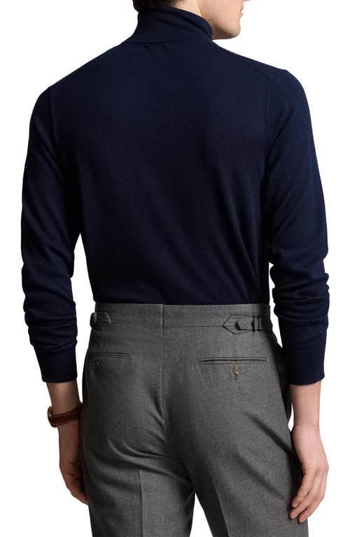 Shop Polo Ralph Lauren Merino Wool Turtleneck Sweater In Hunter Navy