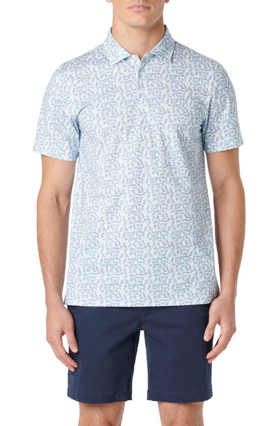 Shop Bugatchi Victor Ooohcotton® Geo Print Polo In Aqua